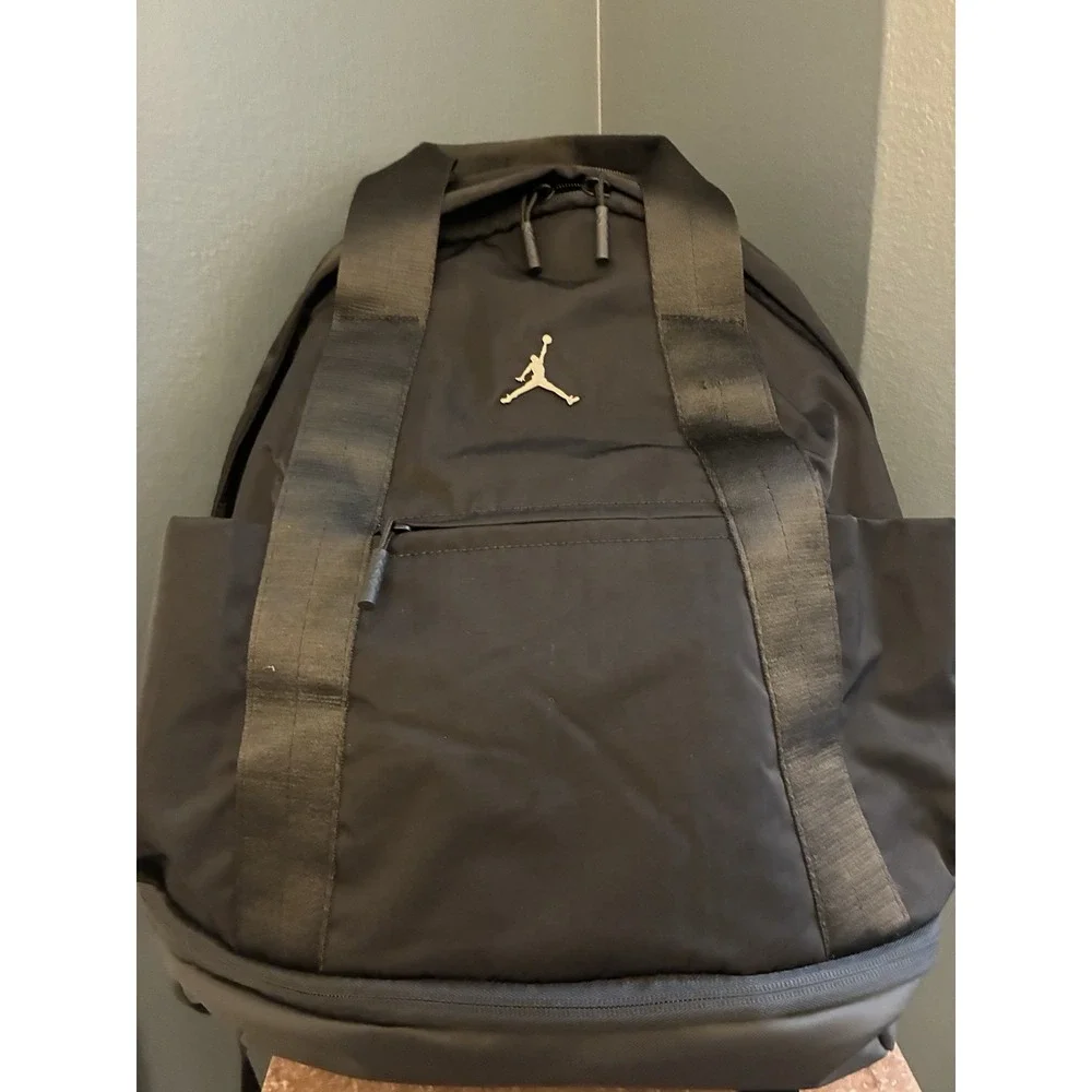 Jordan Alpha Backpack 28L Black Gold Jumpman Duffel Laptop Shoe Bag